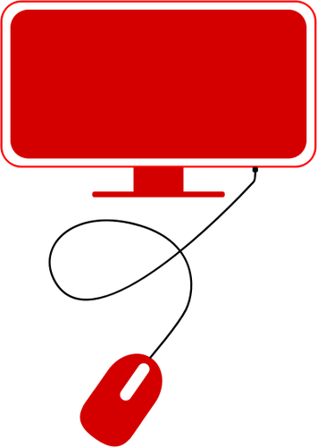 Röd modern dator ikonen vektor ClipArt