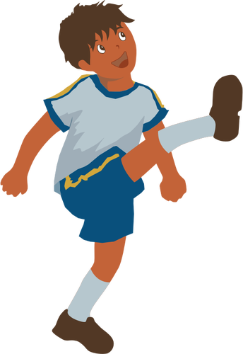 Vector image of young boy plays soccer