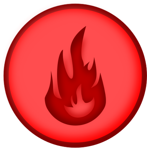 Vector image of round red fire sign