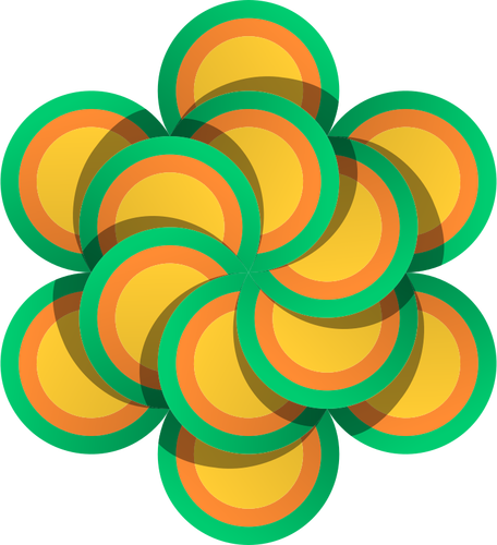 Vector de dibujo de la flor hecha de círculos multicolores