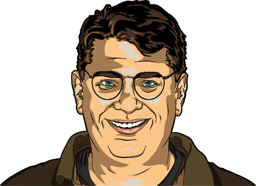 Friendly guy with glasses smiling vector image
