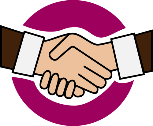 Vector image of purple colored handshake icon