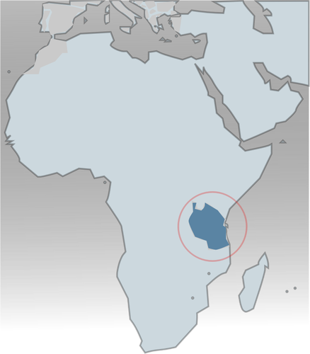 Tansania ympyröity Afrikan vektorikuvan kartalle