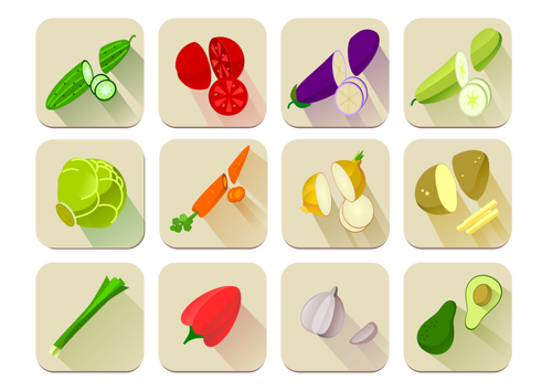 Gráficos del vector de una selección de verduras