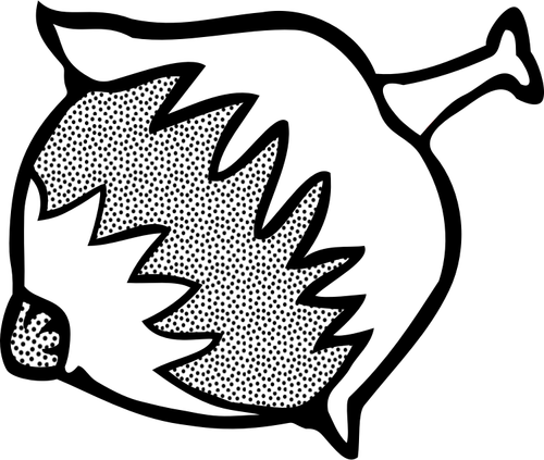 Vector image of ripe hazelnut line art in black and white