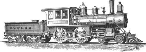 Pary lokomotywa szczegółowe wektor rysunek