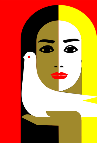 Ilustração em vetor abstrato mulher e pomba