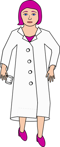Seorang ilmuwan dengan rambut ungu vektor grafis
