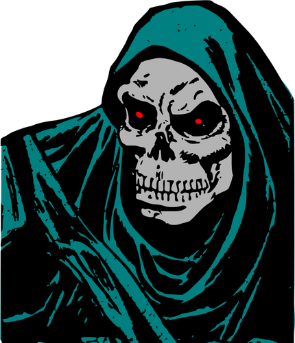 Clip-art vector da morte esqueleto com cobertura da cabeça verde