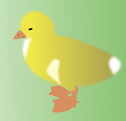 Векторный рисунок желтый цыпленок на зеленом фоне