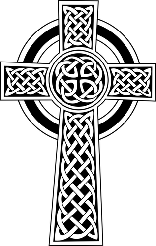 Vector clip art of black and white Celtic cross