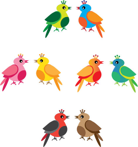 Vector illustration of colorful birds