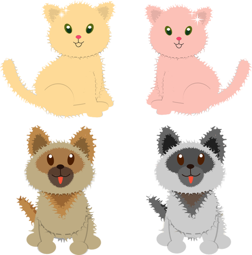 Vector image of puppies and kitties