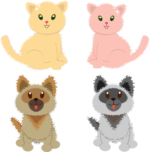 Vector image of puppies and kitties