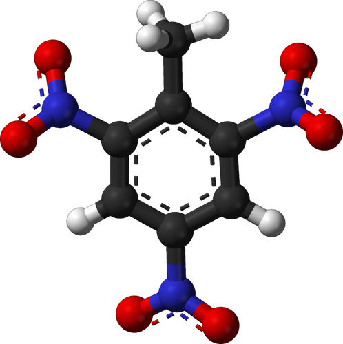 Imagen 3d de la molécula de TNT