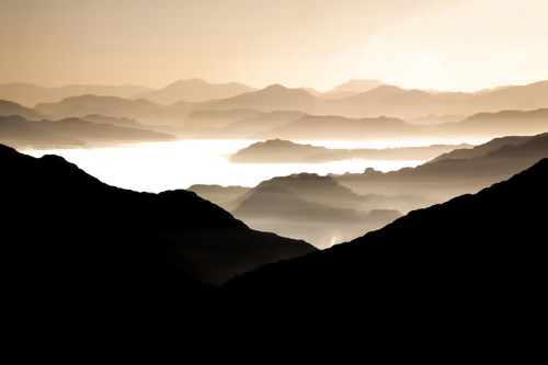 Misty valley vector silhouette