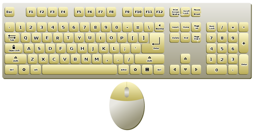 Golden keyboard and mouse vector image | Public domain vectors
