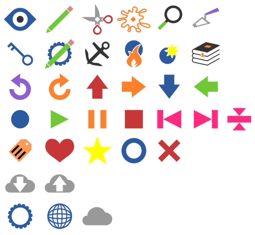 Farget web symboler