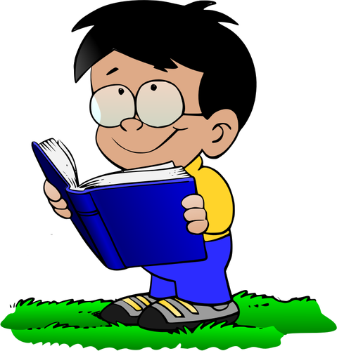ילד עם ספר בתמונה וקטורית