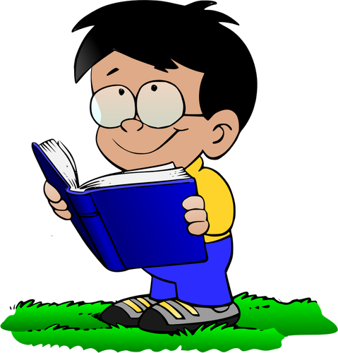 Niño con libro vector de imagen