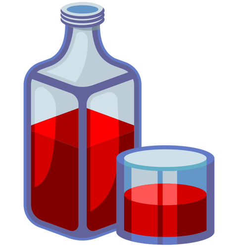 Icone di vetro e bottiglia