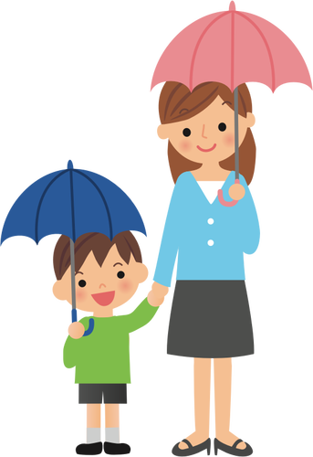 Sateenvarjot äidin kanssa