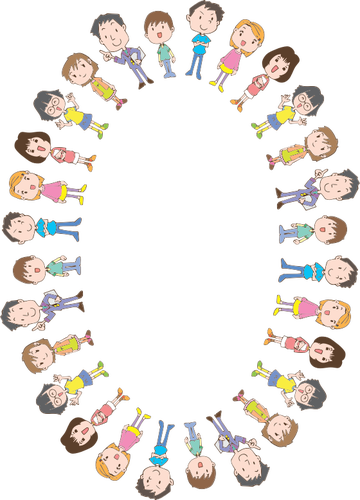 Oval frame met kinderen