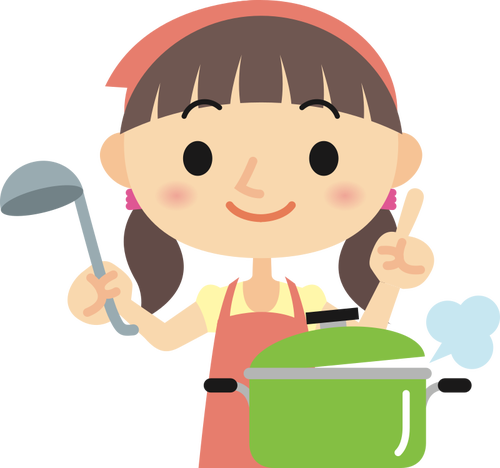 लड़की खाना पकाने