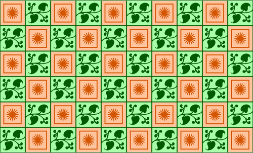 Цветочный фон в зеленый и оранжевый