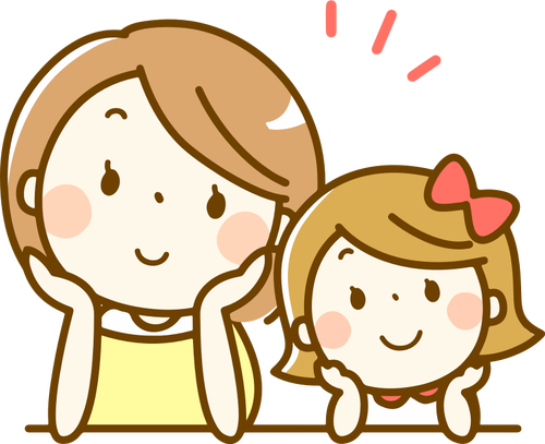 Mother and daughter vector drawing