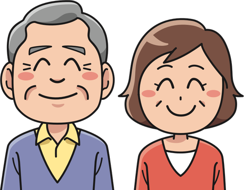 Smiling elderly couple