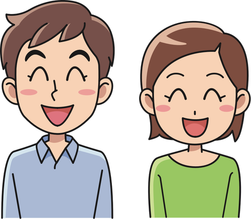 Laughing cartoon couple