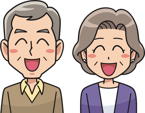 Laughing couple cartoon style