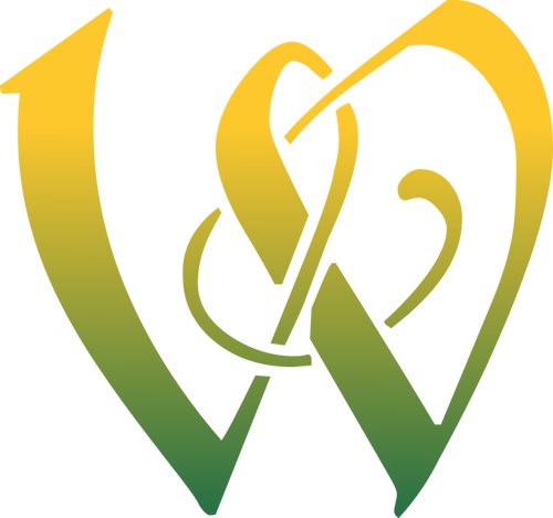 W letter in green and yellow