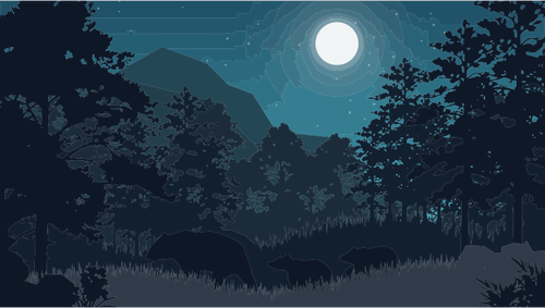 Digital night forest illustration