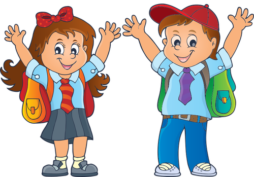 Happy school kids | Public domain vectors