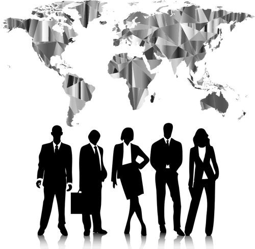 Obchodní lidé a svět mapa
