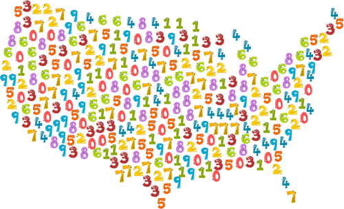 خريطة الولايات المتحدة مع الأرقام