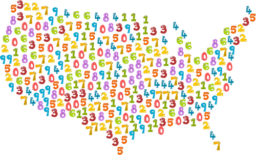 US map with numbers