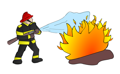 Pompier avec des flammes