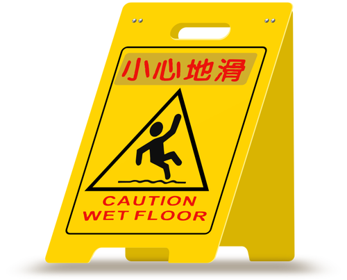 Wet floor caution board with Chinese