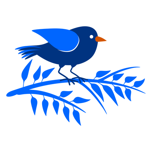 Blå gren och en fågel