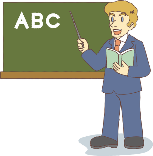 Male teacher teaching alphabet