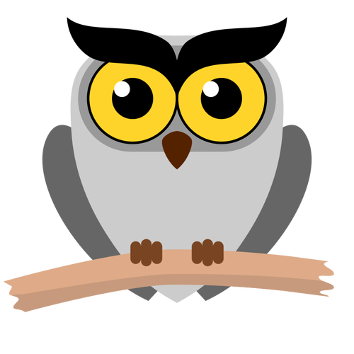Owl on a branch cartoon style | Public domain vectors