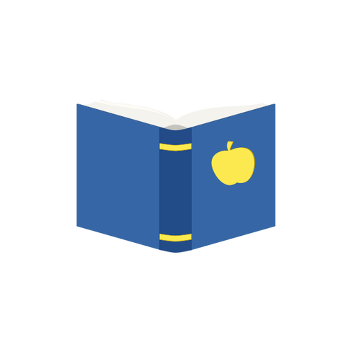 Blue Book with yellow apple