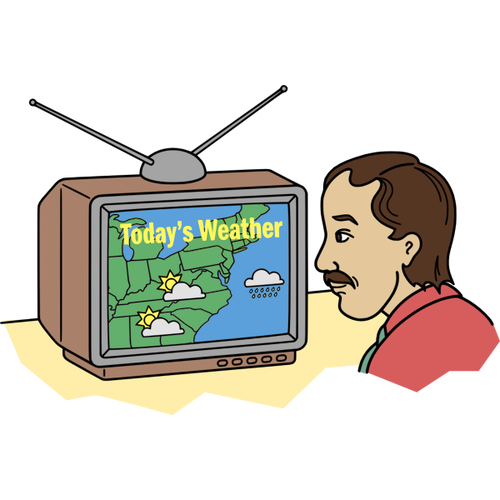 Man Checking the Weather on TV
