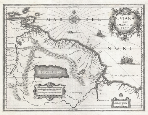 老式地图南美洲东北