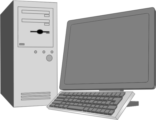 Imagem de vetor de configuração de computador desktop de tons