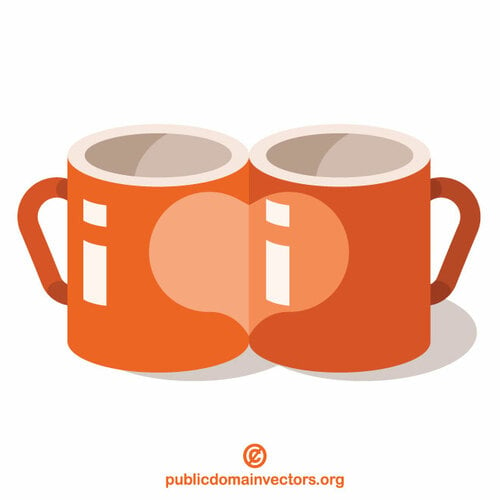 Two coffee cups with heart