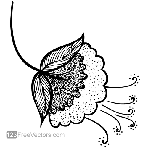 Hand-drawn blooming flower